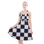 Chequered Flag Halter Party Swing Dress 