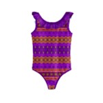 Boho Magenta and Gold Kids  Frill Swimsuit