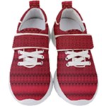 Crimson Red Pattern Kids  Velcro Strap Shoes