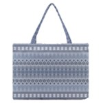 Boho Faded Blue Grey Zipper Medium Tote Bag