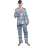 Boho Faded Blue Grey Men s Long Sleeve Satin Pyjamas Set