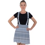 Boho Faded Blue Grey Velvet Suspender Skater Skirt