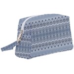 Boho Faded Blue Grey Wristlet Pouch Bag (Large)