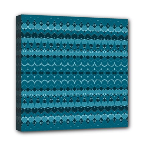 Boho Teal Pattern Mini Canvas 8  x 8  (Stretched) from ArtsNow.com