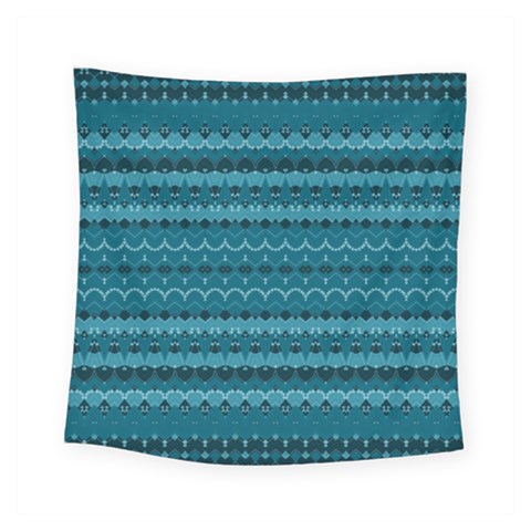 Boho Teal Pattern Square Tapestry (Small) from ArtsNow.com
