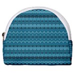 Boho Teal Pattern Horseshoe Style Canvas Pouch