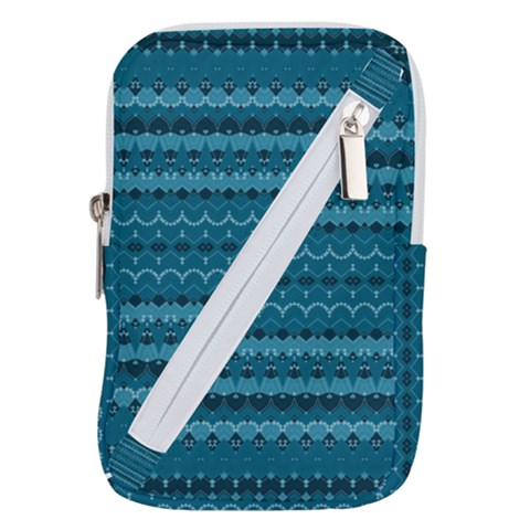 Boho Teal Pattern Belt Pouch Bag (Small) from ArtsNow.com