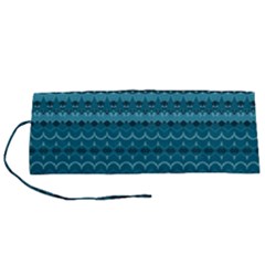 Boho Teal Pattern Roll Up Canvas Pencil Holder (S) from ArtsNow.com
