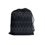 Boho Black and Silver Drawstring Pouch (Large)