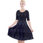 Boho Black and Silver Quarter Sleeve A-Line Dress