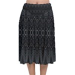 Boho Black and Silver Velvet Flared Midi Skirt