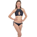 Boho Black and Silver Cross Front Halter Bikini Set