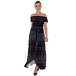 Boho Black and Silver Off Shoulder Open Front Chiffon Dress