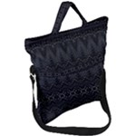 Boho Black and Silver Fold Over Handle Tote Bag