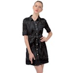 Boho Black and Silver Belted Shirt Dress