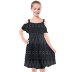 Boho Black and Silver Kids  Cut Out Shoulders Chiffon Dress