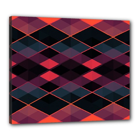Pink Orange Black Diamond Pattern Canvas 24  x 20  (Stretched) from ArtsNow.com