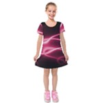 Neon Pink Glow Kids  Short Sleeve Velvet Dress