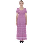 Boho Pink Stripes High Waist Short Sleeve Maxi Dress
