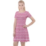 Boho Pink Stripes Cap Sleeve Velour Dress 