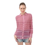 Boho Pink Stripes Long Sleeve Chiffon Shirt