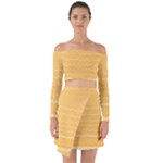 Boho Saffron Yellow Stripes Off Shoulder Top with Skirt Set