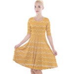Boho Saffron Yellow Stripes Quarter Sleeve A-Line Dress