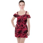 Candy Apple Crimson Red Ruffle Cut Out Chiffon Playsuit