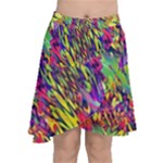 Colorful Jungle Pattern Chiffon Wrap Front Skirt