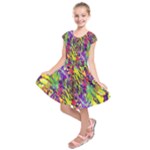 Colorful Jungle Pattern Kids  Short Sleeve Dress