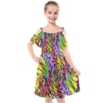 Colorful Jungle Pattern Kids  Cut Out Shoulders Chiffon Dress