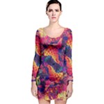 Colorful Boho Abstract Art Long Sleeve Bodycon Dress