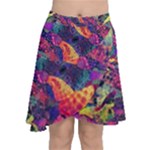 Colorful Boho Abstract Art Chiffon Wrap Front Skirt