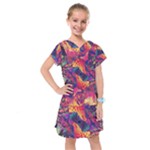 Colorful Boho Abstract Art Kids  Drop Waist Dress