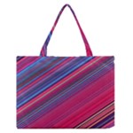 Boho Pink Blue Stripes Zipper Medium Tote Bag