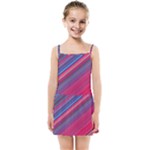 Boho Pink Blue Stripes Kids  Summer Sun Dress