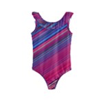Boho Pink Blue Stripes Kids  Frill Swimsuit