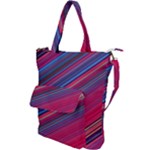 Boho Pink Blue Stripes Shoulder Tote Bag