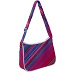Boho Pink Blue Stripes Zip Up Shoulder Bag