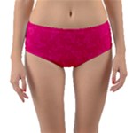 Magenta Pink Butterflies Pattern Reversible Mid-Waist Bikini Bottoms