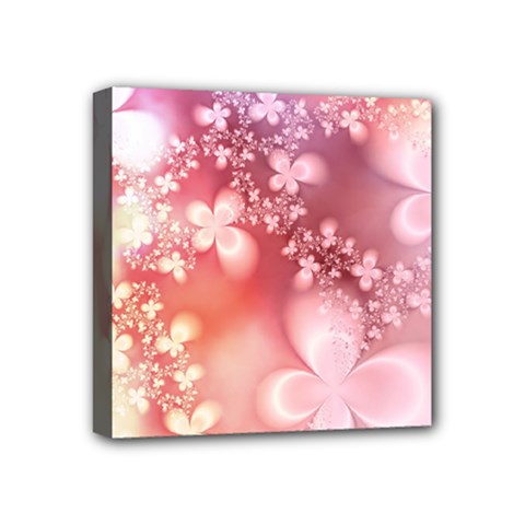 Boho Pastel Pink Floral Print Mini Canvas 4  x 4  (Stretched) from ArtsNow.com