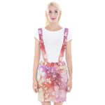 Boho Pastel Pink Floral Print Braces Suspender Skirt