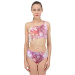 Boho Pastel Pink Floral Print Spliced Up Two Piece Swimsuit