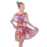 Boho Pastel Pink Floral Print Kids  Shoulder Cutout Chiffon Dress