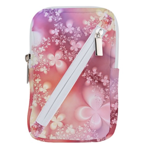 Boho Pastel Pink Floral Print Belt Pouch Bag (Small) from ArtsNow.com