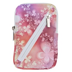 Boho Pastel Pink Floral Print Belt Pouch Bag (Large) from ArtsNow.com