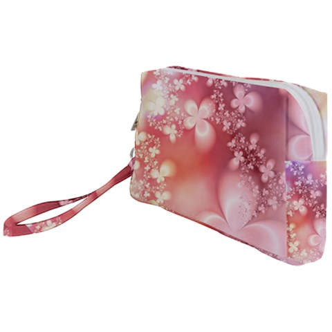 Boho Pastel Pink Floral Print Wristlet Pouch Bag (Small) from ArtsNow.com