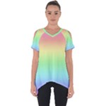 Pastel Rainbow Ombre Cut Out Side Drop Tee