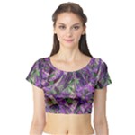 Boho Violet Mosaic Short Sleeve Crop Top