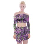 Boho Violet Mosaic Off Shoulder Top with Mini Skirt Set